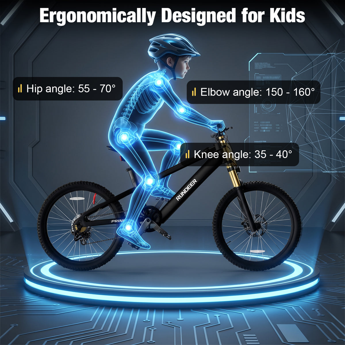 Rundeer Prince 20" Kids Electric Bike for Ages 7+ with 50km Range