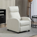 Cream White Fabric Recliner Chair Manual Home Theater Living Room Padded Seat
