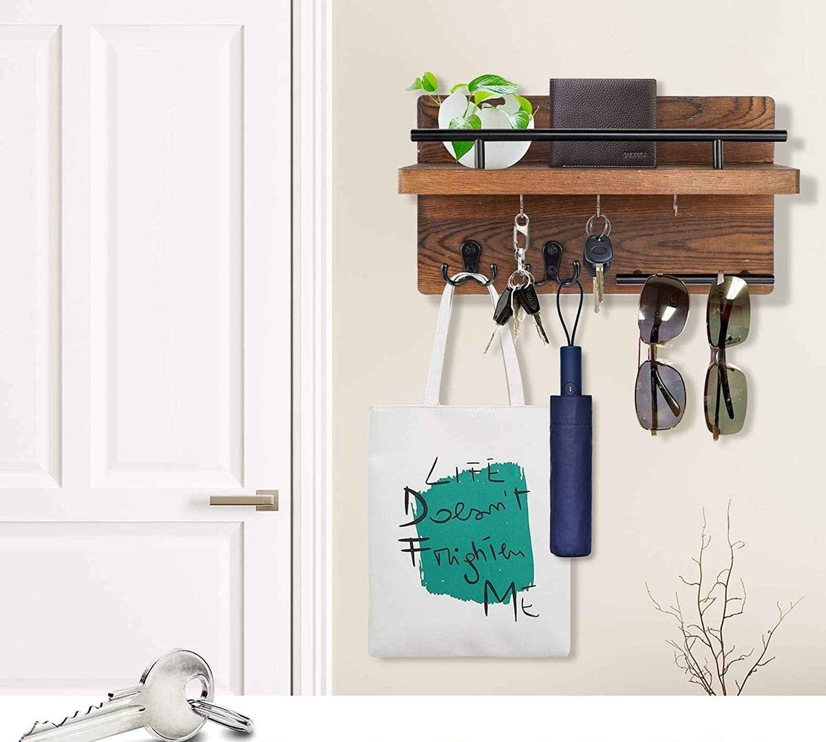 Wall-Mounted Wooden Floating 12 Inch Shelf Modern Storage Display Shelf