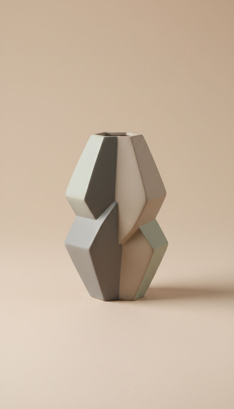 Geometric Ceramic Vase Matte Finish