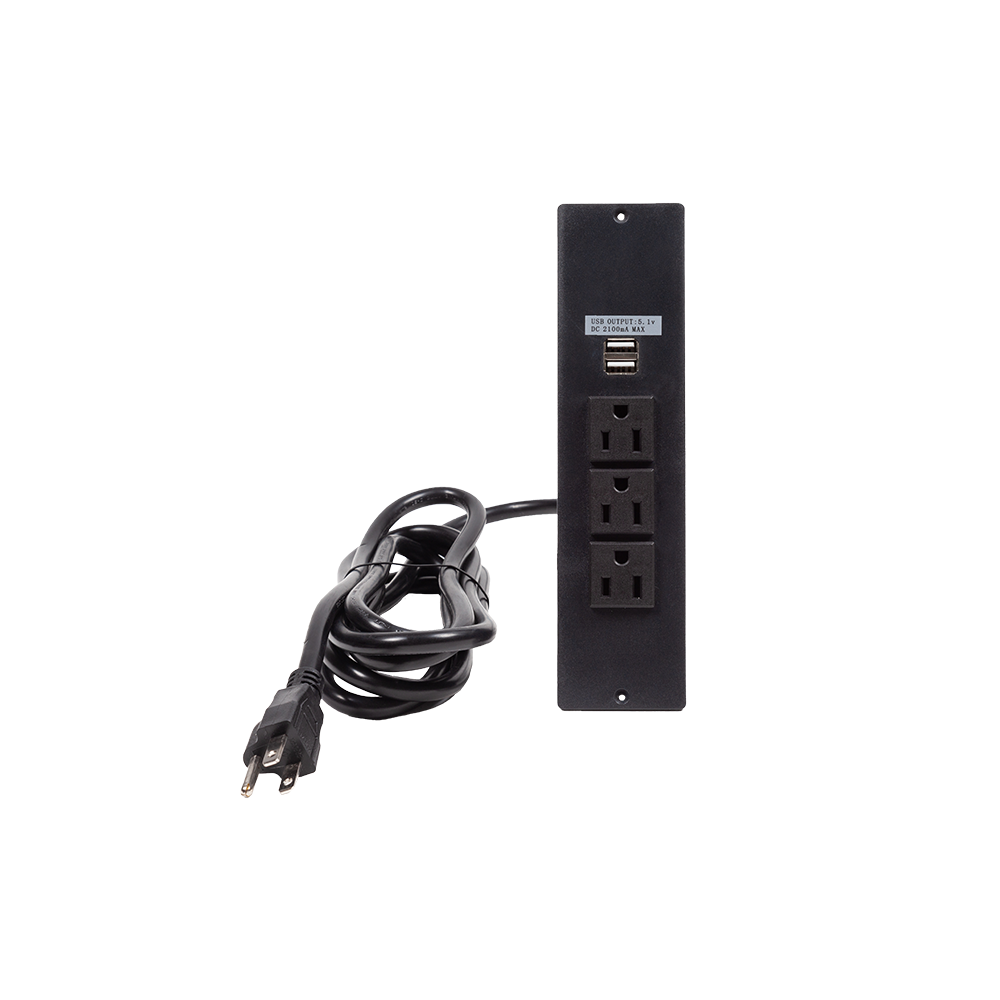 Power Strip with 3 Outlets and 2 USB Ports - 10' Cable included