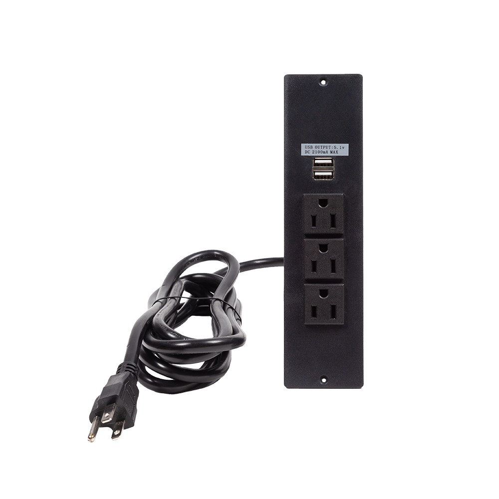 Power Strip with 3 Outlets and 2 USB Ports - 10' Cable included