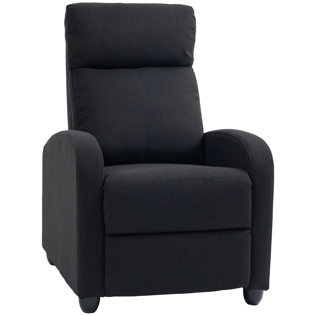 Black Fabric Recliner Chair Manual Home Theater Living Room
