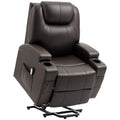 Brown Power Lift Recliner Chair – PU Leather Electric Lift Chair with Footrest, Remote & Cup Holders