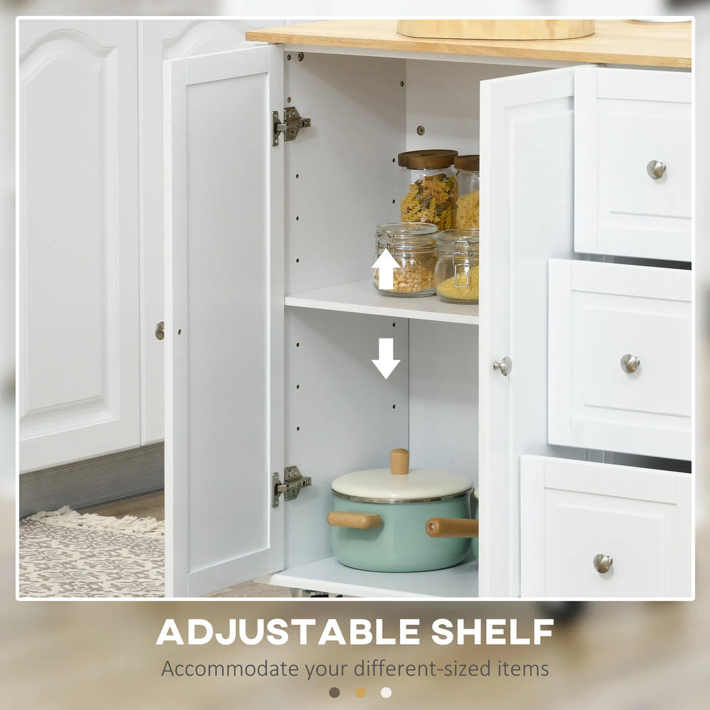 Rolling Kitchen Island Cart with Drop Leaf 3 Drawers Cabinet Spice and Towel Rack