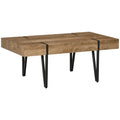 Rustic Rectangular Coffee Table Natural Wood Center Table with Steel Hairpin Legs
