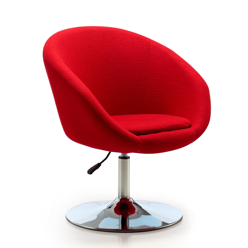 Swivel Adjustable Faux Leather Accent Office Chair Red