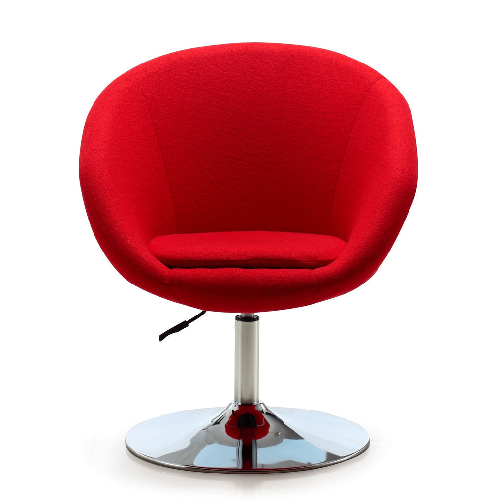 Swivel Adjustable Faux Leather Accent Office Chair Red