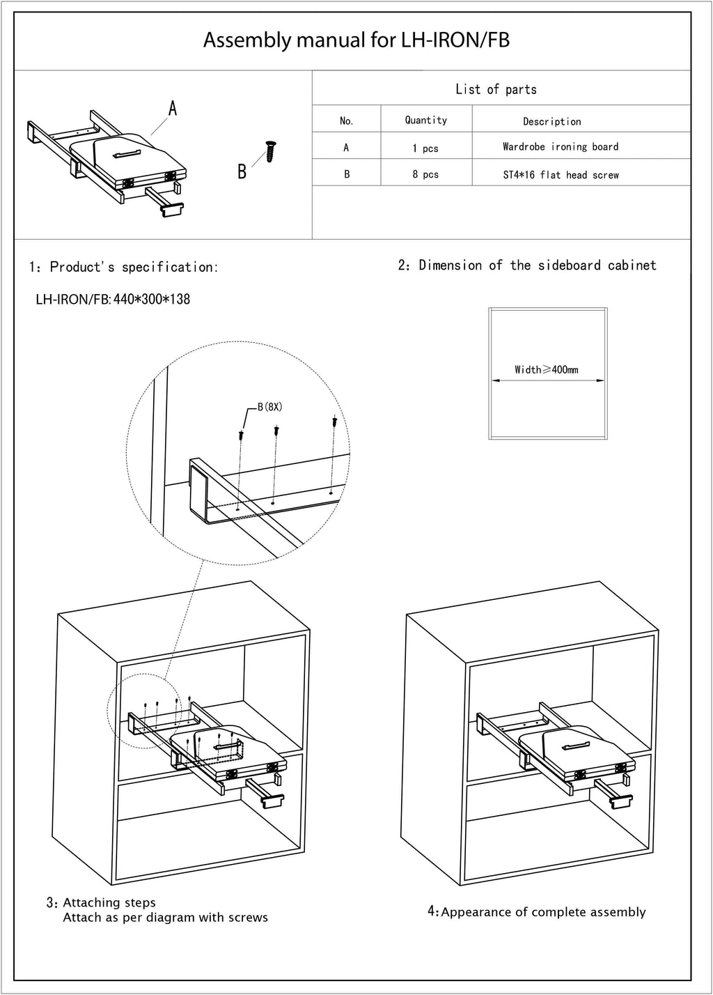 Compact Folding Retractable Ironing Board Instructions