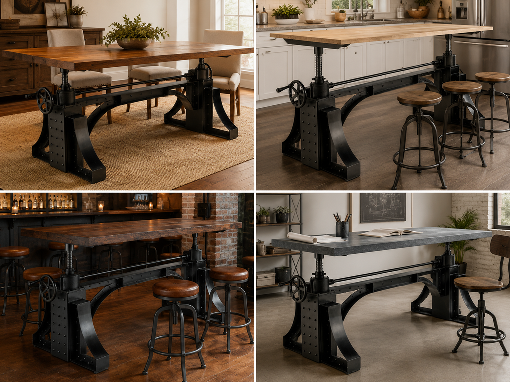 Industrial Crank Adjustable Table Base