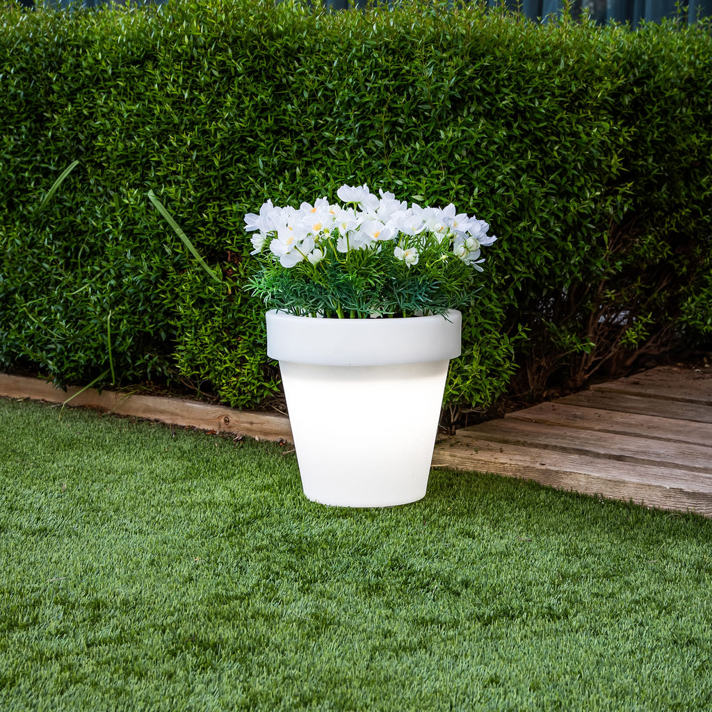 Indoor Outdoor Round Planter with Lighting Solar and Rechargeable