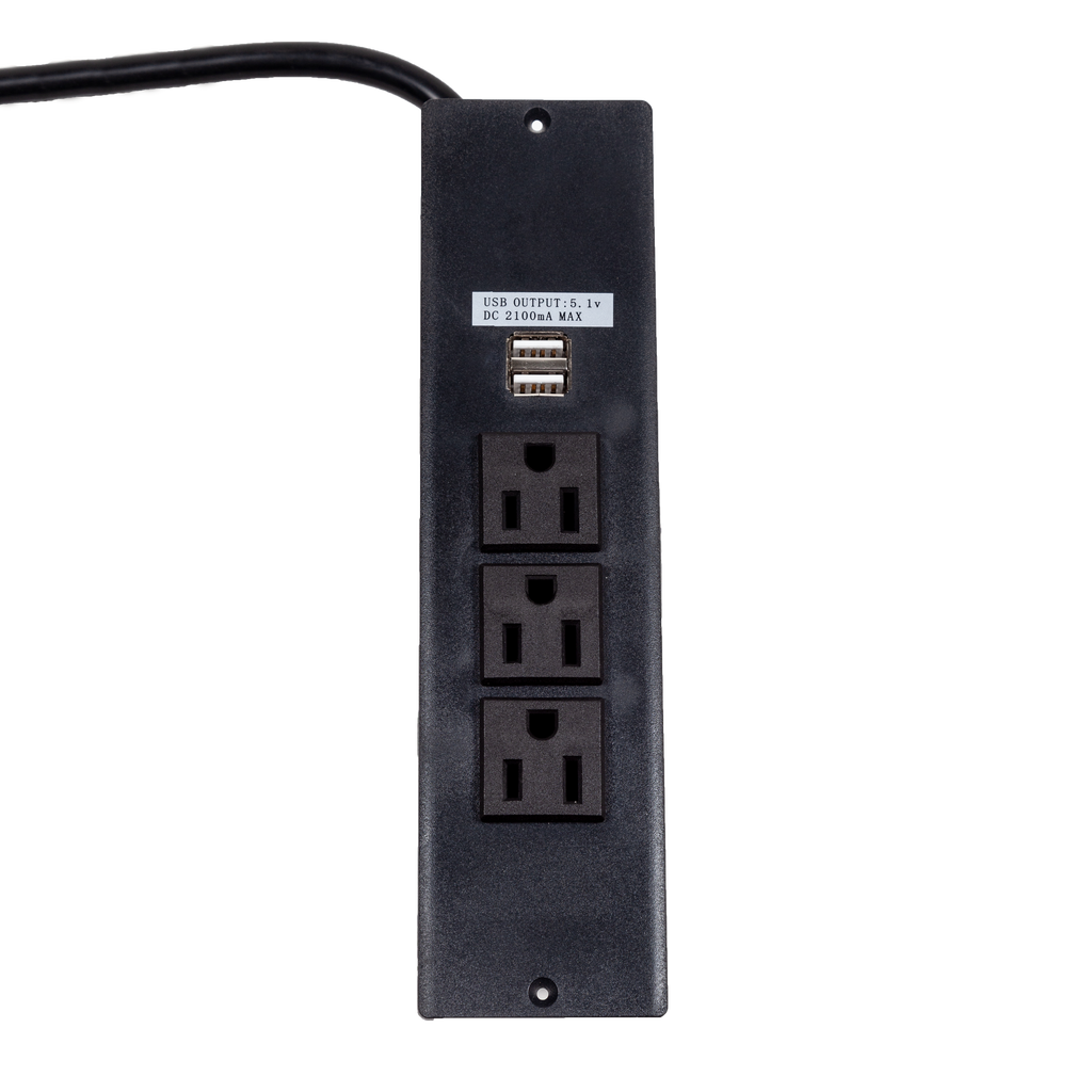 Power Strip with 3 Outlets and 2 USB Ports - 10' Cable included