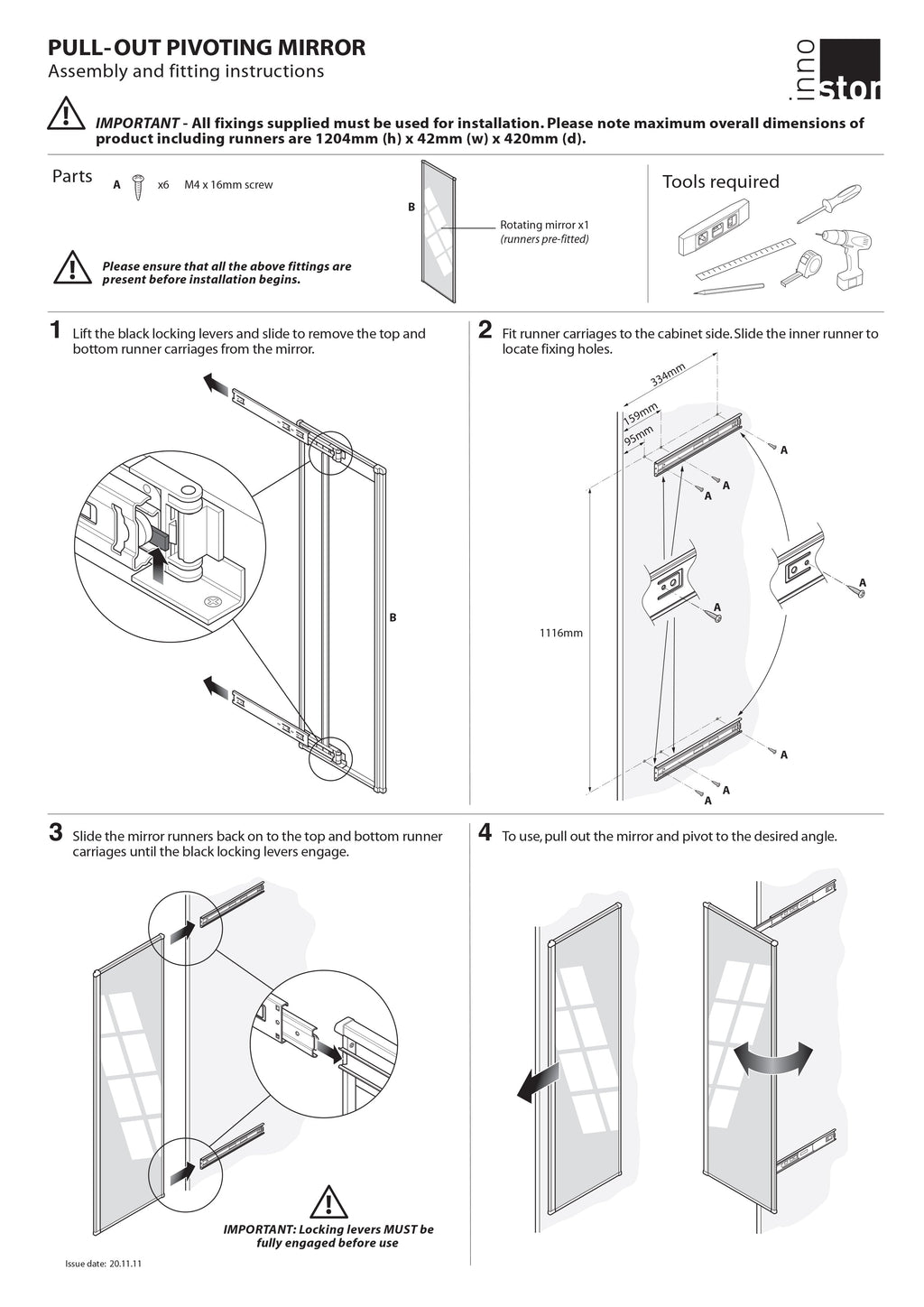 pull-out-pivoting mirror assembly instructions