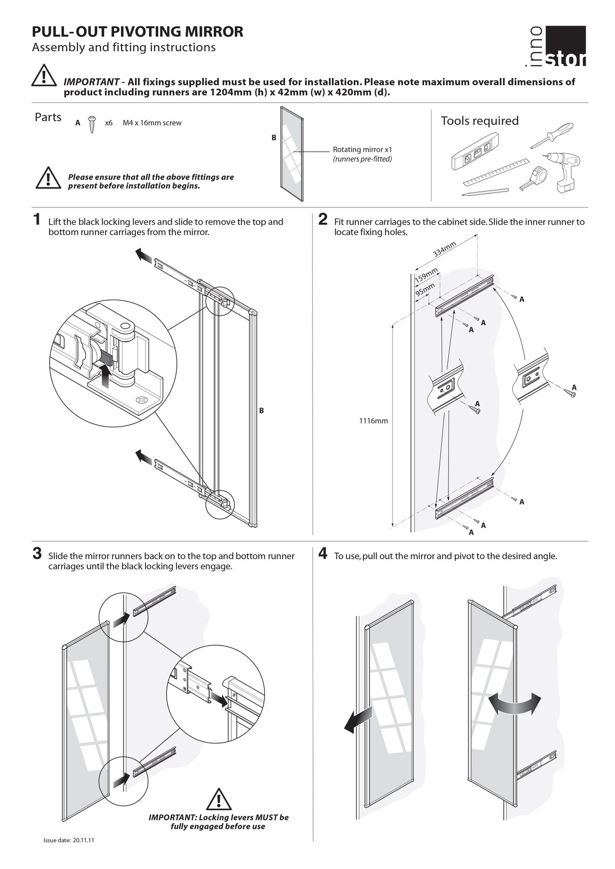 pull-out-pivoting mirror assembly instructions