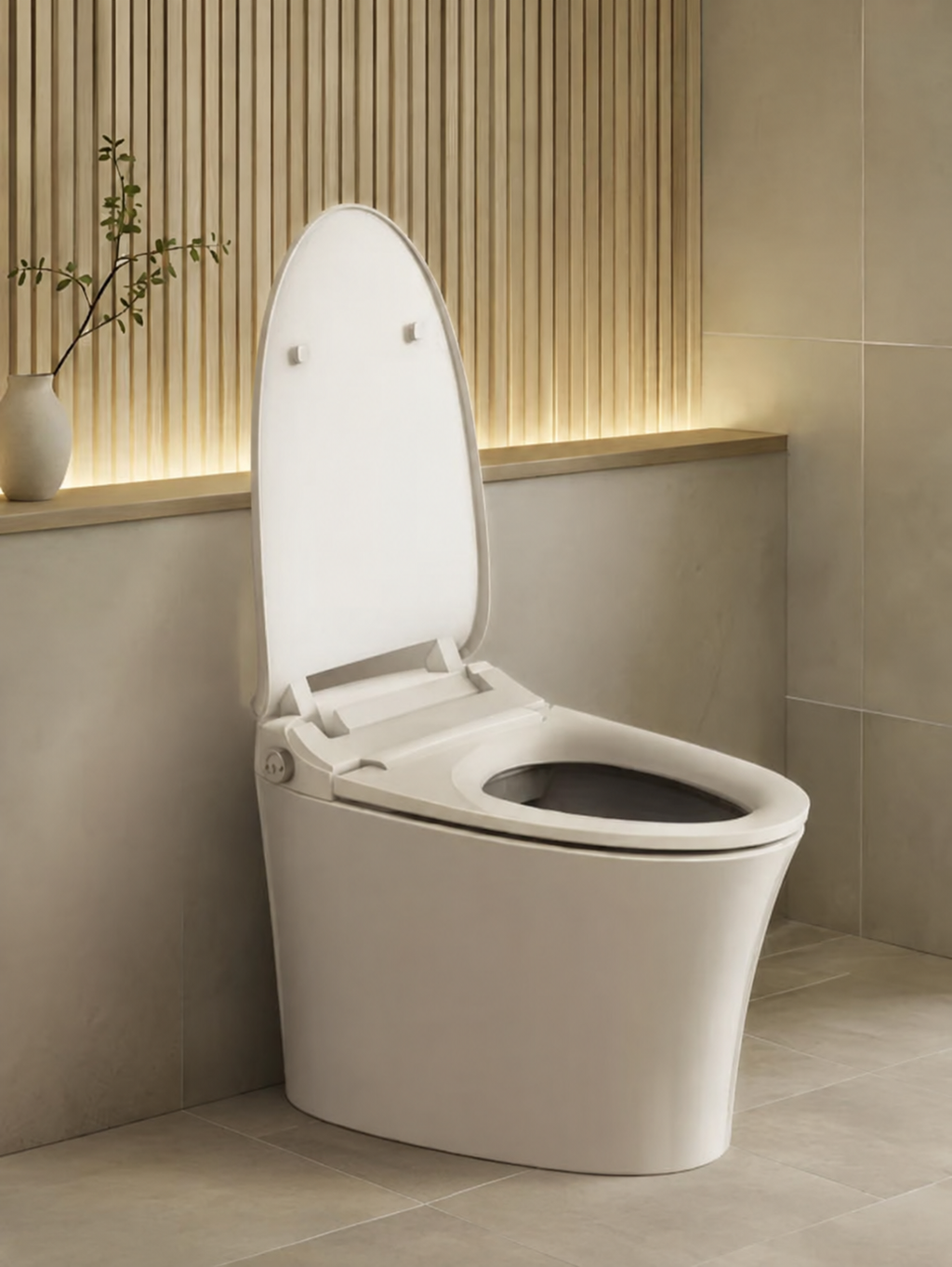 Toilettes intelligentes à chasse d'eau automatique NeoPure avec bouton Infinity, siège chauffant et capteur au pied, toilettes intelligentes modernes