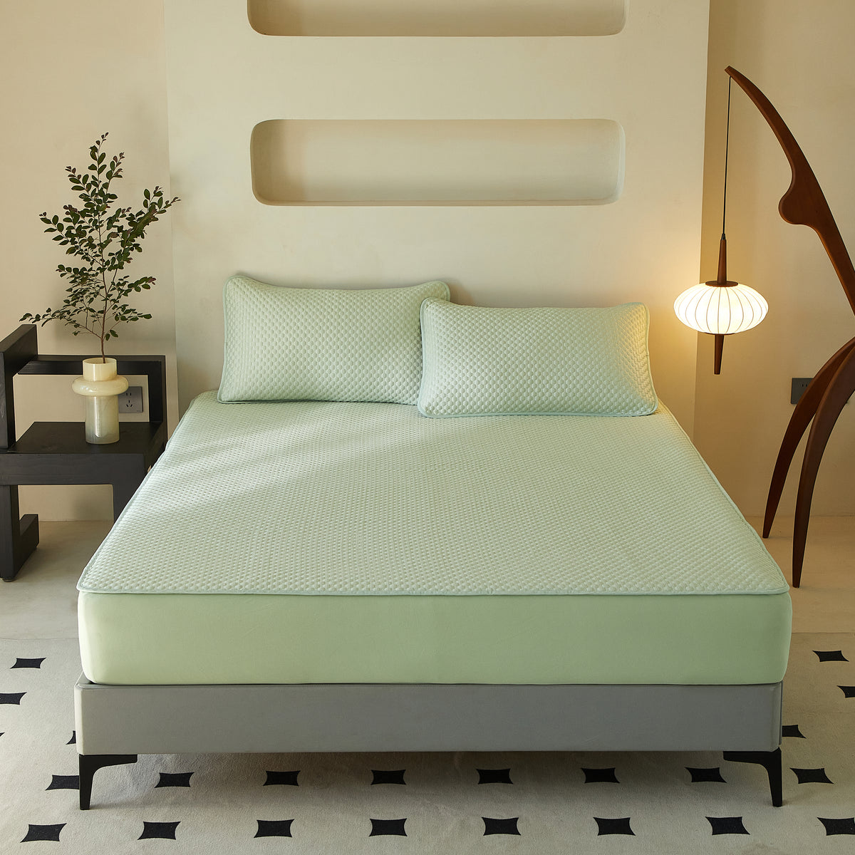 Parure de draps 3 pièces thermorégulateurs gris – Grand lit