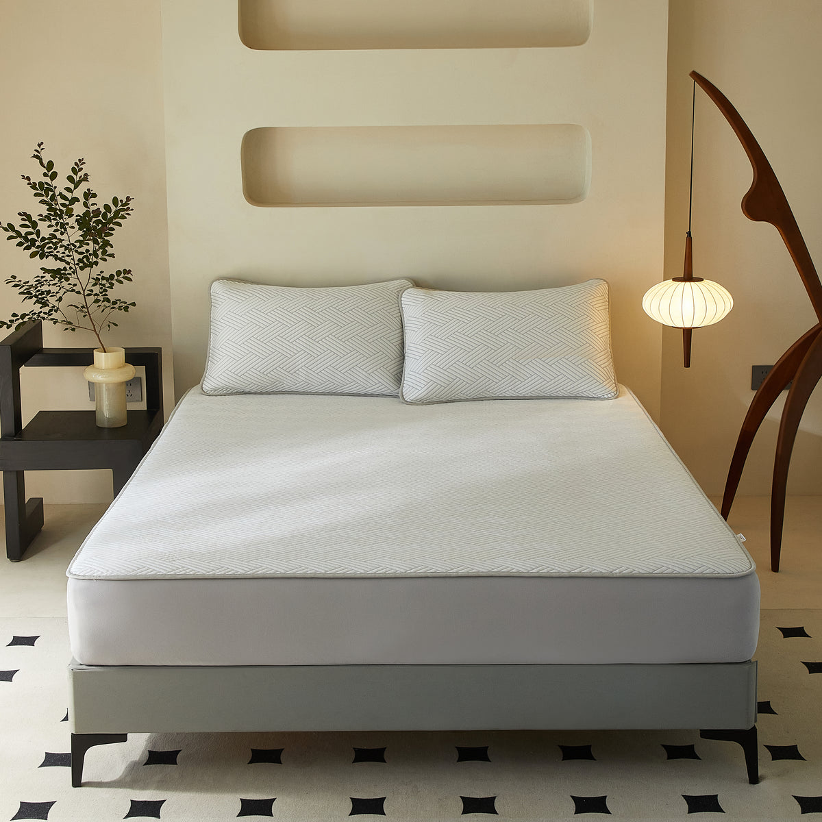 Parure de draps 3 pièces thermorégulatrice gris - Taille Double