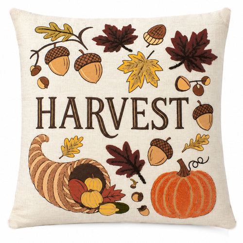 Housse de coussin décorative à carreaux « Pumpkin Spice » 100 % coton premium, 45 cm x 45 cm, accessoire de ferme automnal douillet