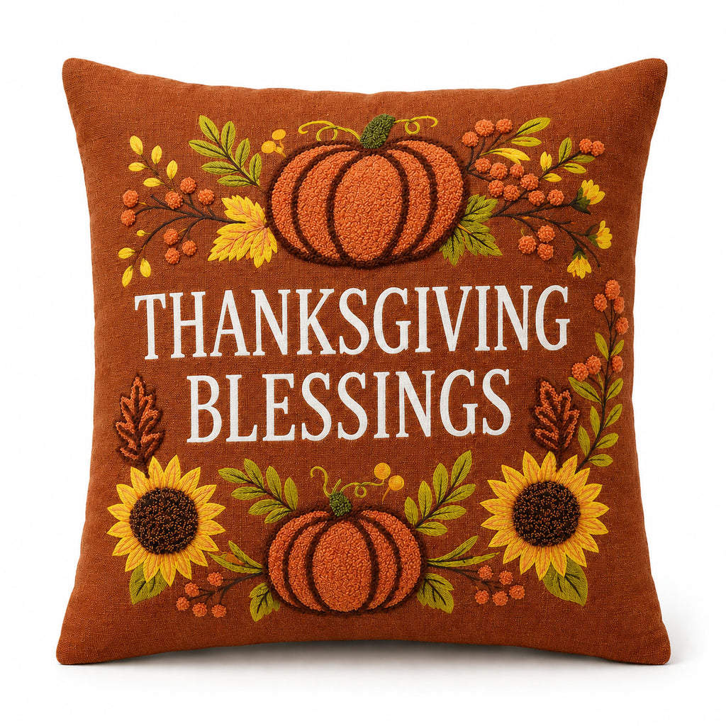 Housse de coussin décorative à carreaux « Pumpkin Spice » 100 % coton premium, 45 cm x 45 cm, accessoire de ferme automnal douillet