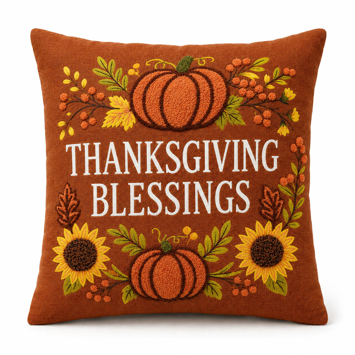 Housse de coussin décorative à carreaux « Pumpkin Spice » 100 % coton premium, 45 cm x 45 cm, accessoire de ferme automnal douillet