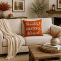Grateful Glow Typography Embroidered Decorative Pillow Cover 18" x 18"