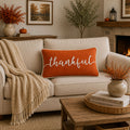 Housse de coussin décorative à carreaux « Pumpkin Spice » 100 % coton premium, 45 cm x 45 cm, accessoire de ferme automnal douillet
