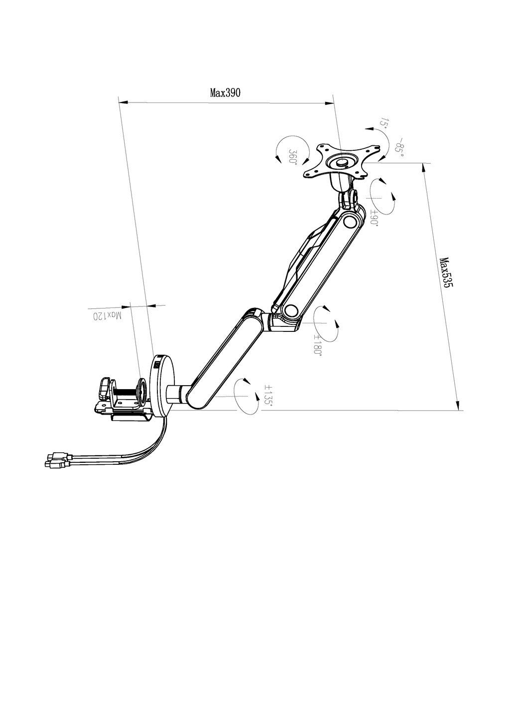 single monitor arm specification sheet