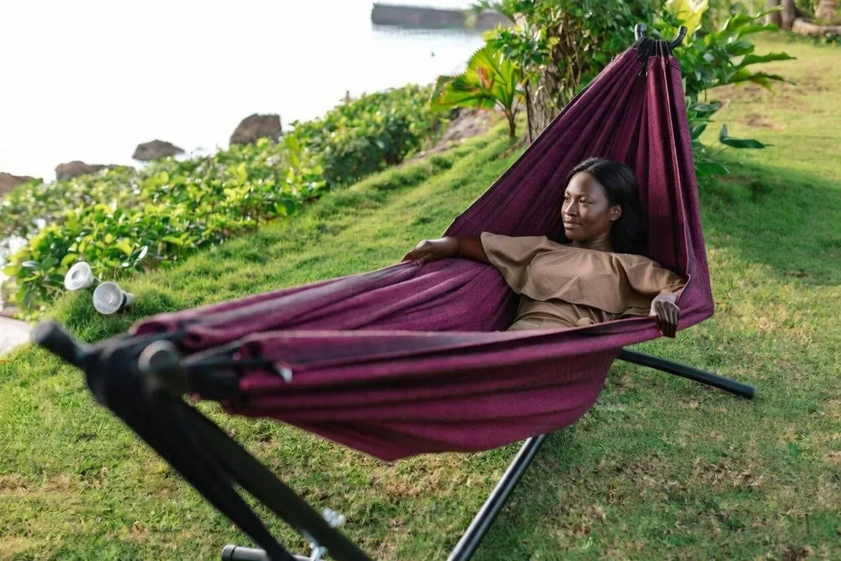 Premium Brazilian Style Double Hammock with Universal Stand