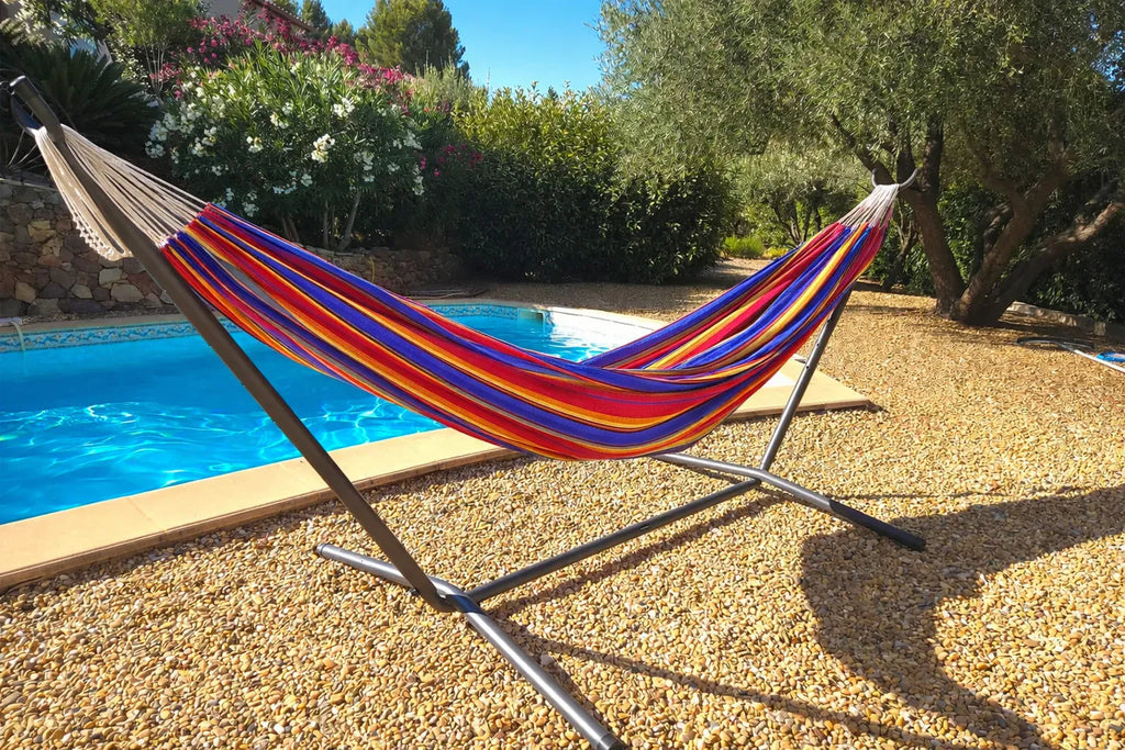 Premium Brazilian Style Double Hammock with Universal Stand