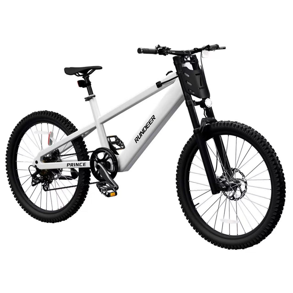 Rundeer Prince 20 inch kids electric bike in White