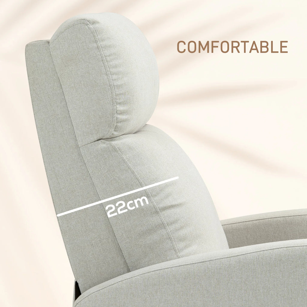 Cream White Fabric Recliner Chair Manual Home Theater Living Room Padded Seat