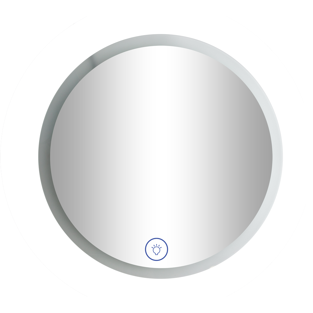 24" round led backlit mirror with anti-fog and touch sensor