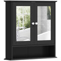 Black Bathroom Medicine Cabinet with Mirror Wall-Mounted Double-Door