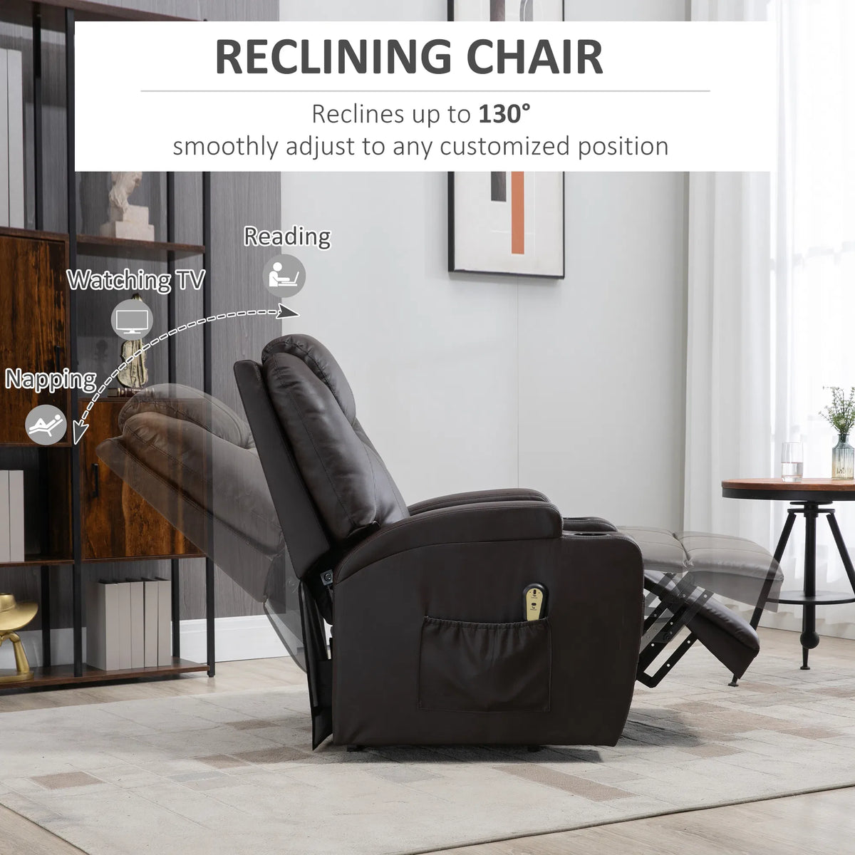 Brown Power Lift Recliner Chair – PU Leather Electric Lift Chair with Footrest, Remote & Cup Holders