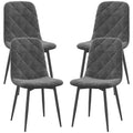Set of 4 Grey Upholstered Dining Chairs Kitchen Dining Room Steel Legs