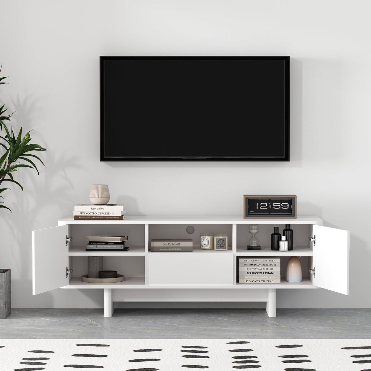 59 Inch Storage TV Stand Multiple Color