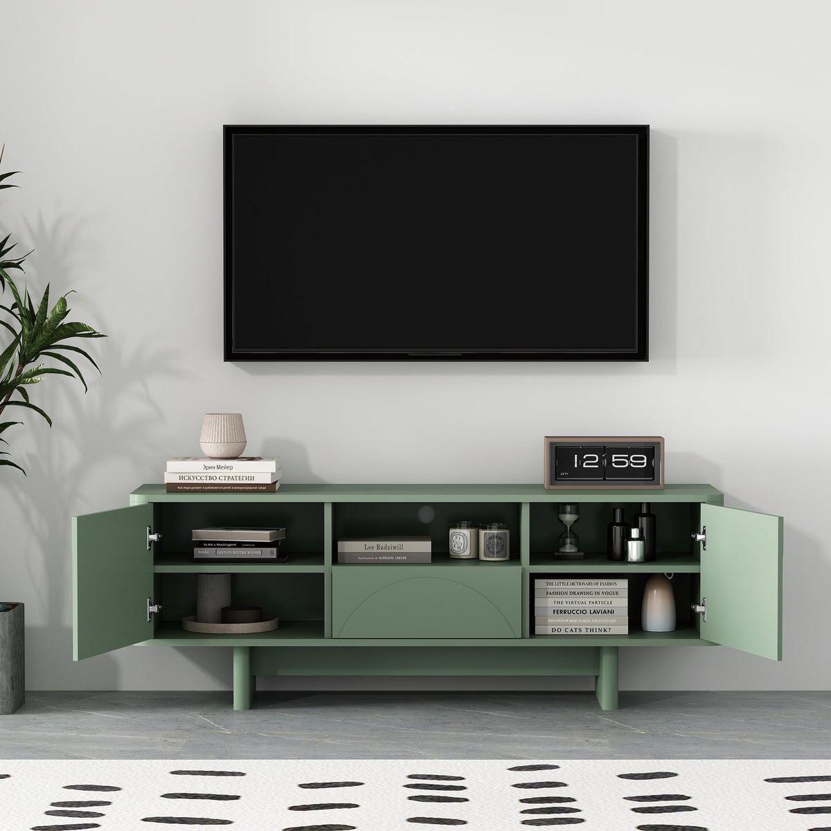 59 Inch Storage TV Stand Multiple Color
