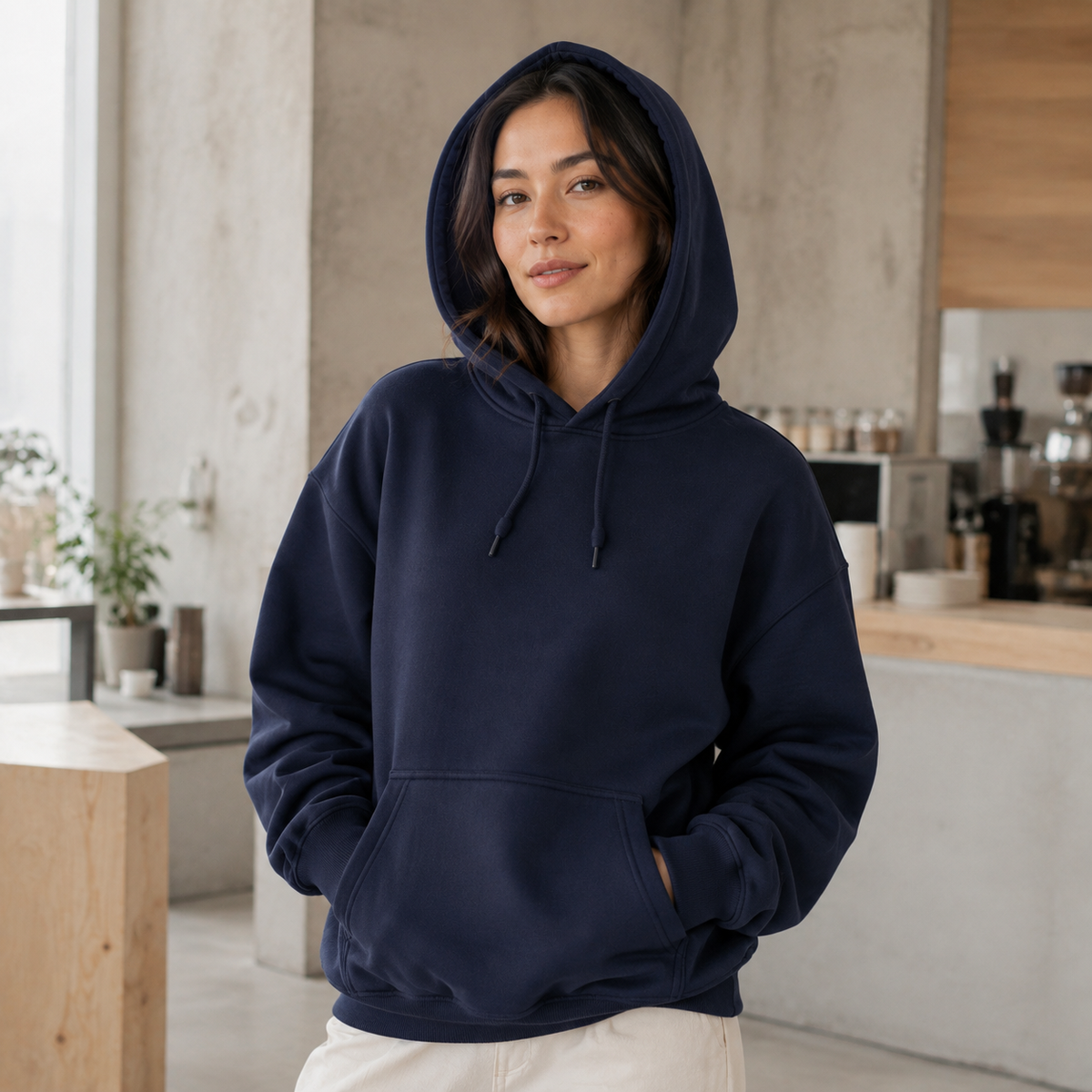 Sweat à capuche oversize premium 380 GSM, modèle streetwear à épaules tombantes en gris clair