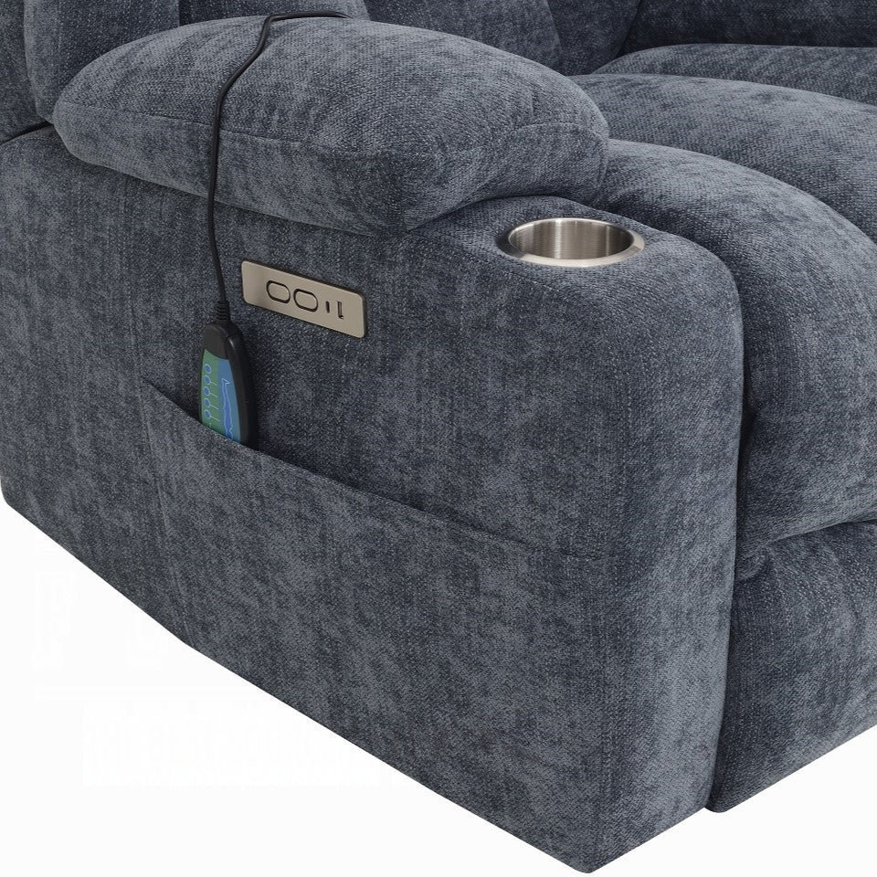 Power Recliner with Lift Heating and Massage Blue