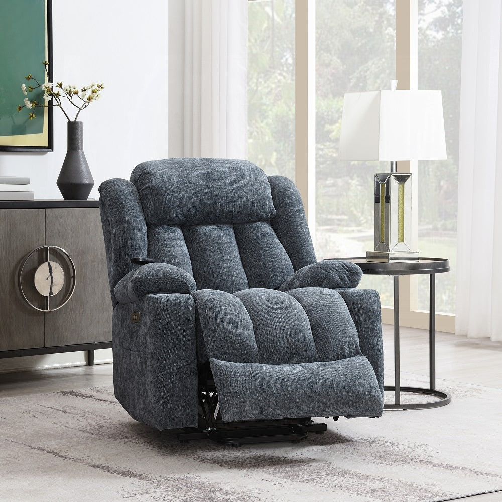 Power Recliner with Lift Heating and Massage Blue