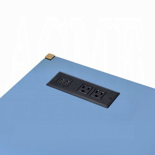 Elegant Multi-Purpose Desk with USB Port Blue and Gold