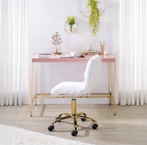 Elegant Multi-Purpose Desk with USB Port Pink Gold