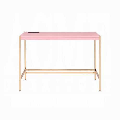 Elegant Multi-Purpose Desk with USB Port Pink Gold