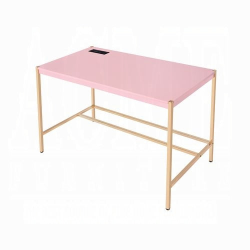 Elegant Multi-Purpose Desk with USB Port Pink Gold