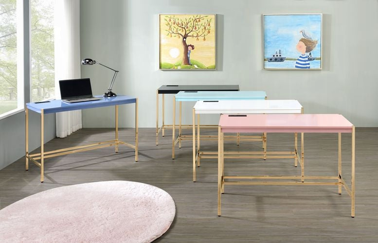 Elegant Multi-Purpose Desk with USB Port Pink Gold