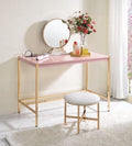 Elegant Multi-Purpose Desk with USB Port Pink Gold