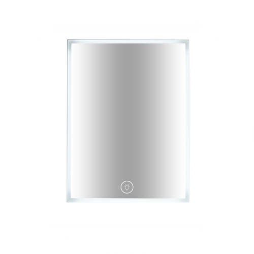 rectangle led backlit mirror in the on position, touch sensor, anti-fog