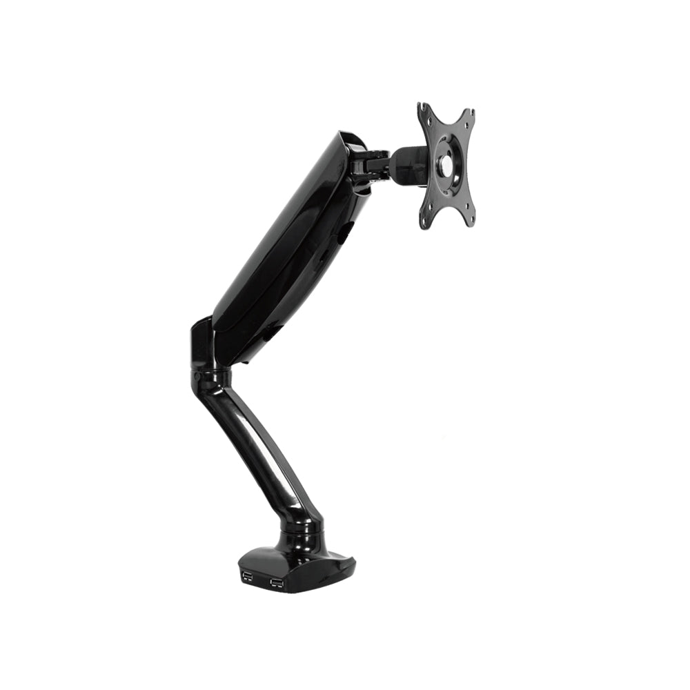 Single Monitor Arm Mount with 2 USB Ports Black