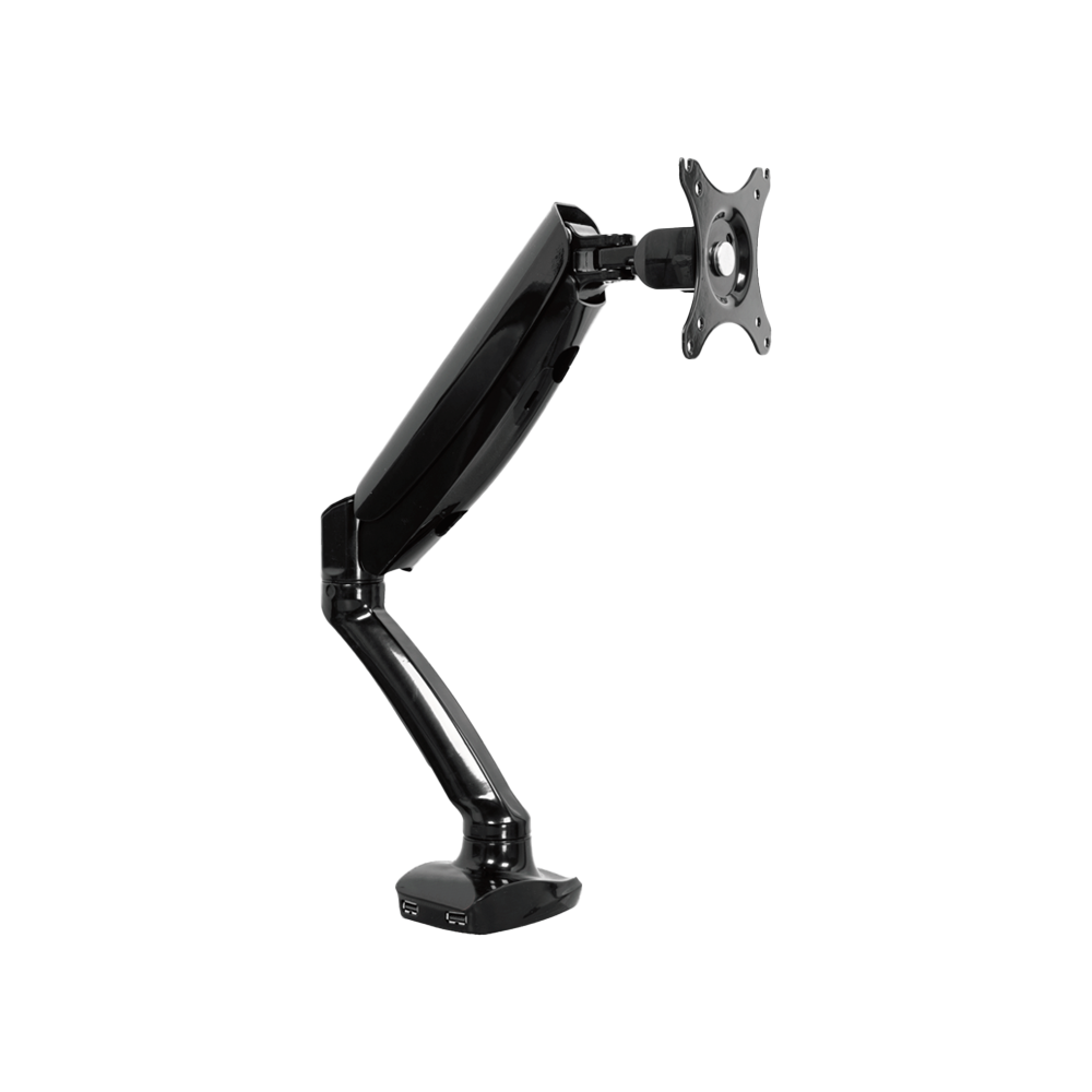 Single Monitor Arm Mount with 2 USB Ports Black