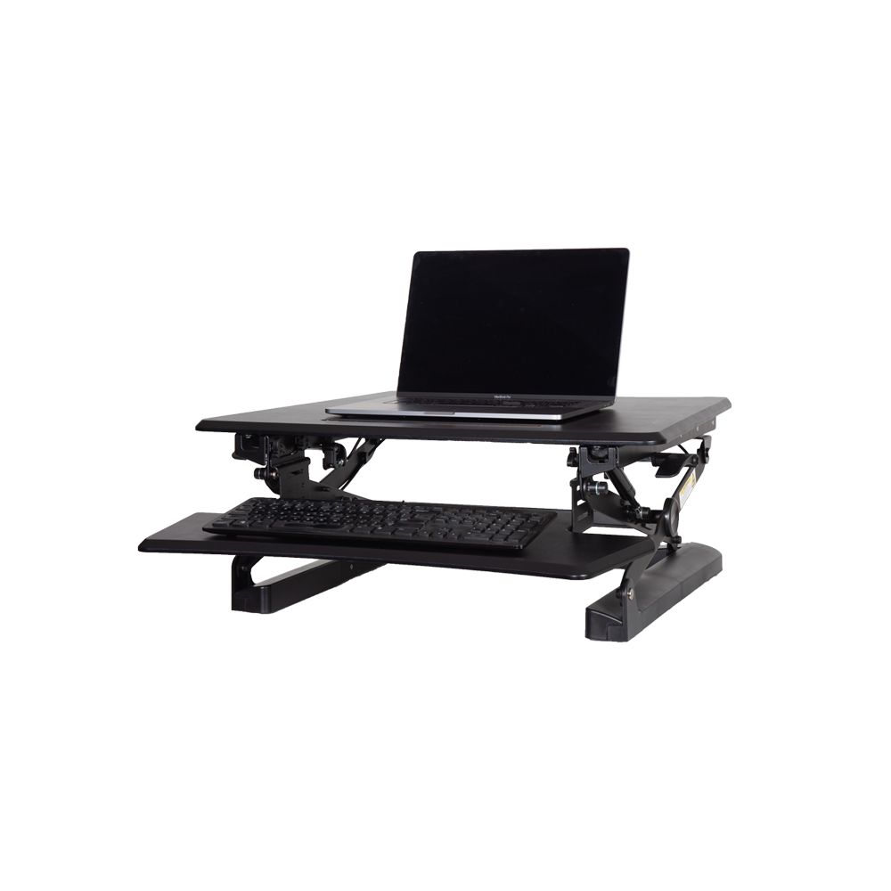 PLUS, sit stand height adjustable 35" wide ergo desk converter, black model